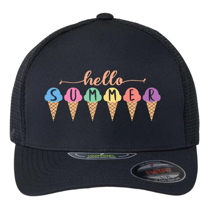 Hello Summer Summer Ice Cream Hello Summer Flexfit Unipanel Trucker Cap