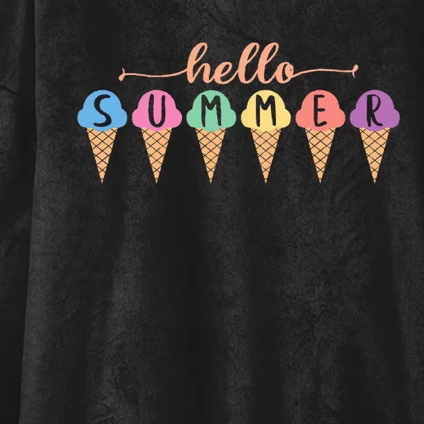 Hello Summer Summer Ice Cream Hello Summer Hooded Wearable Blanket