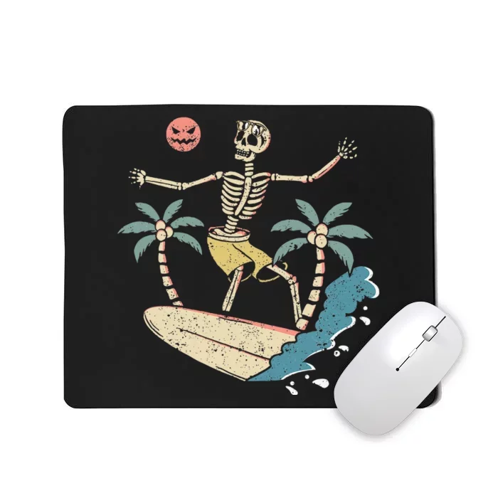 Hawaii Surfer Skeleton Halloween Beach Scary Spooky Surfers Mousepad