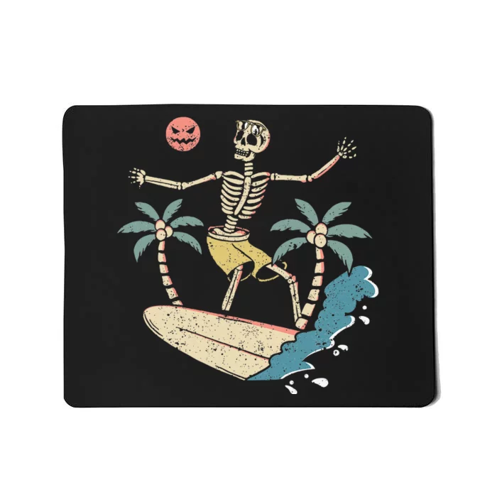 Hawaii Surfer Skeleton Halloween Beach Scary Spooky Surfers Mousepad