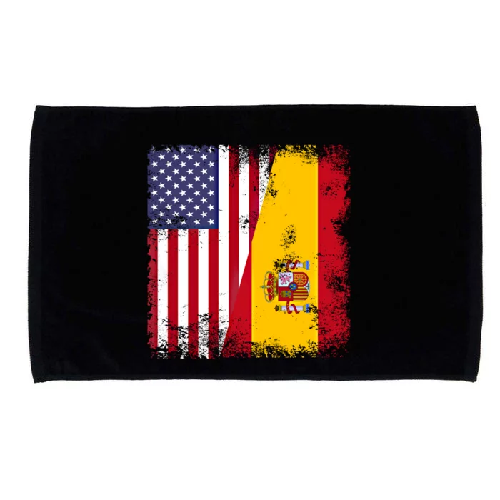 Half Spaniard Spanish Flag Vintage Spain Usa Gift Microfiber Hand Towel