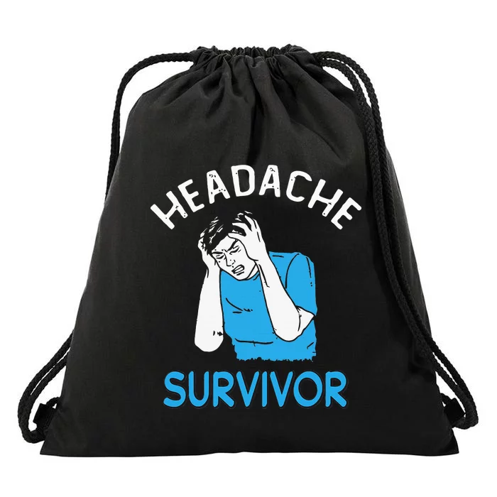 Headache Survivor Saying Drawstring Bag