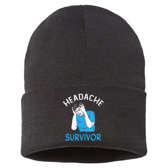 Headache Survivor Saying Sustainable Knit Beanie