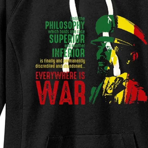 Haile Selassie Speech War Judah Lion Jah Bless Rasta Women's Fleece Hoodie