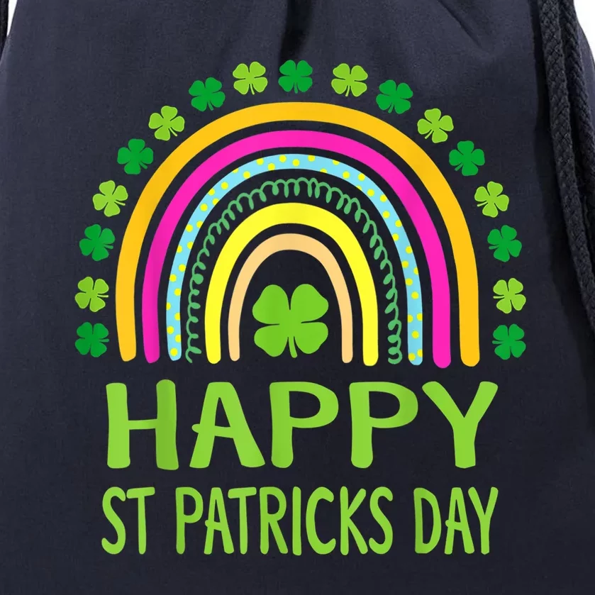 Happy St Saint Patrick's Day Rainbow Drawstring Bag