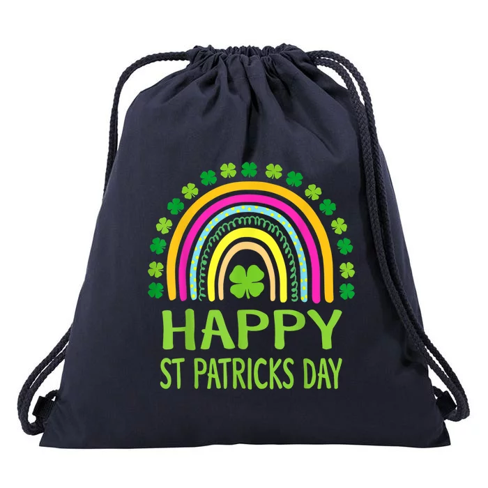 Happy St Saint Patrick's Day Rainbow Drawstring Bag