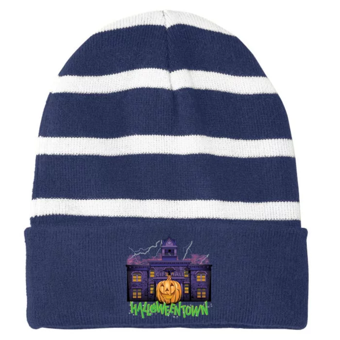 Halloweentown Spooky Square Striped Beanie with Solid Band