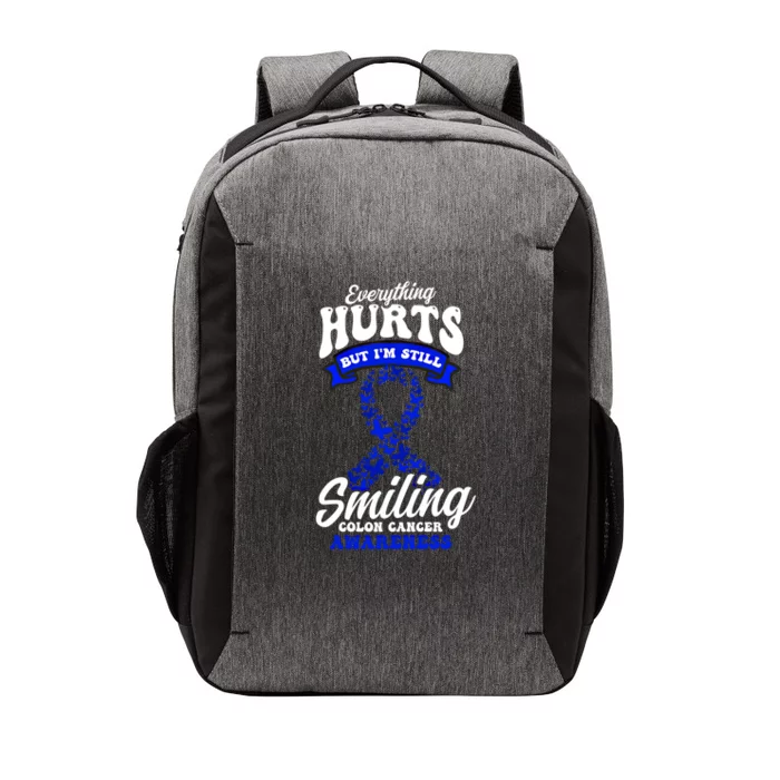 Hurts Still Smiling Design Colon Cancer Awareness Gift Vector Backpack