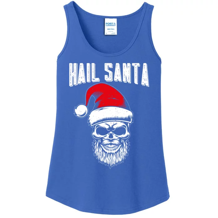 Hail Santa Skull Santa Hat Retro Heavy Metal Christmas Gift Ladies Essential Tank