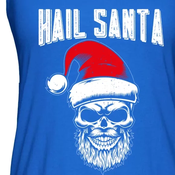 Hail Santa Skull Santa Hat Retro Heavy Metal Christmas Gift Ladies Essential Flowy Tank