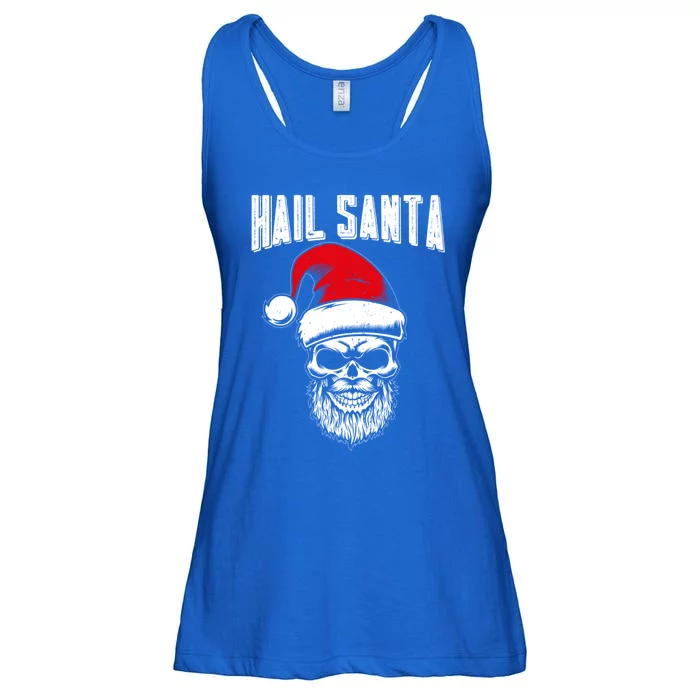 Hail Santa Skull Santa Hat Retro Heavy Metal Christmas Gift Ladies Essential Flowy Tank