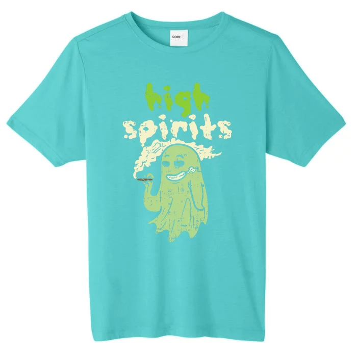 High Spirits Stoned Ghost Funny Weed Cannabis 420 Halloween ChromaSoft Performance T-Shirt