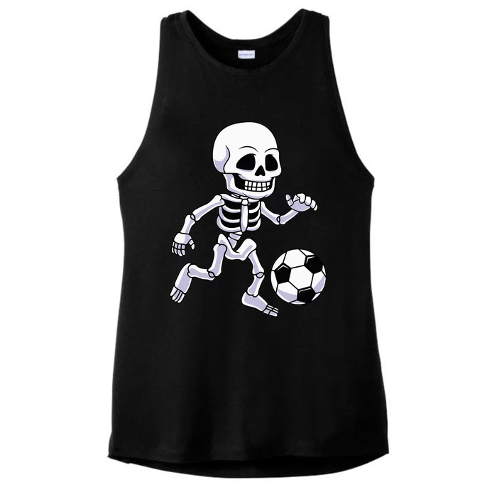 Halloween Skeleton Soccer Player Kids Ladies Tri-Blend Wicking Tank