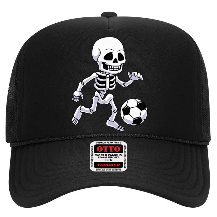 Halloween Skeleton Soccer Player Kids High Crown Mesh Trucker Hat