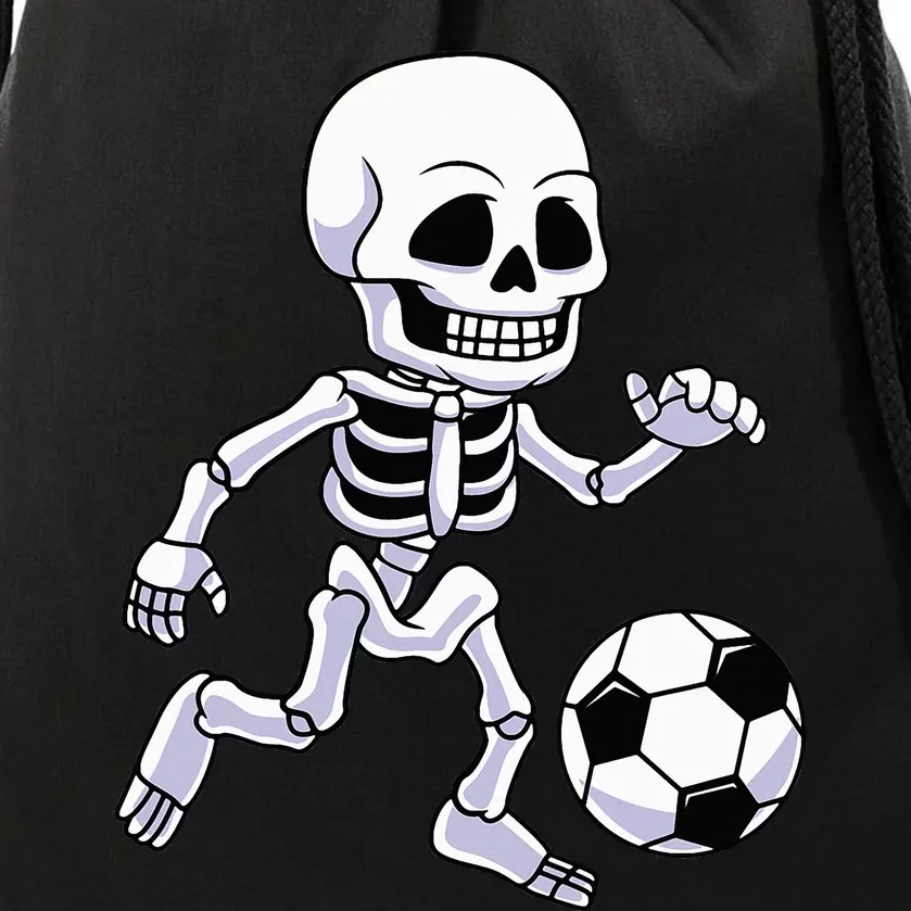 Halloween Skeleton Soccer Player Kids Drawstring Bag