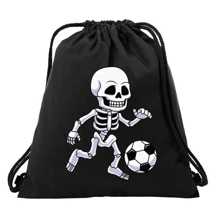 Halloween Skeleton Soccer Player Kids Drawstring Bag