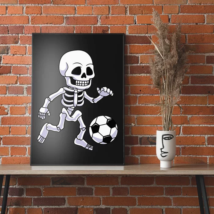 Halloween Skeleton Soccer Player Kids Poster