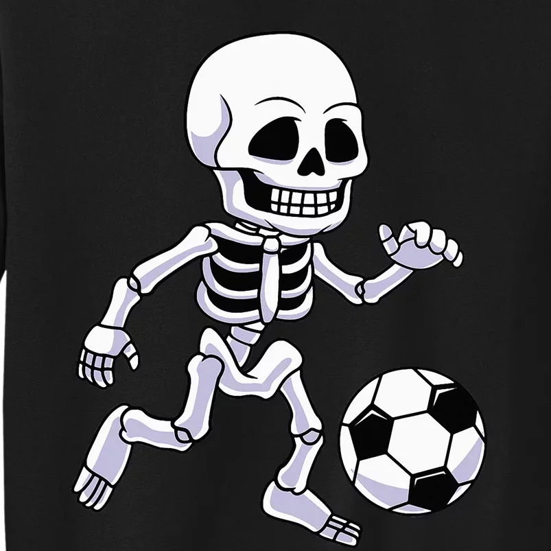 Halloween Skeleton Soccer Player Kids Tall Sweatshirt