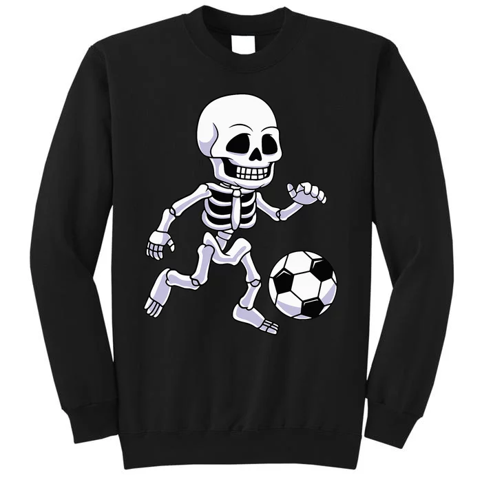 Halloween Skeleton Soccer Player Kids Tall Sweatshirt