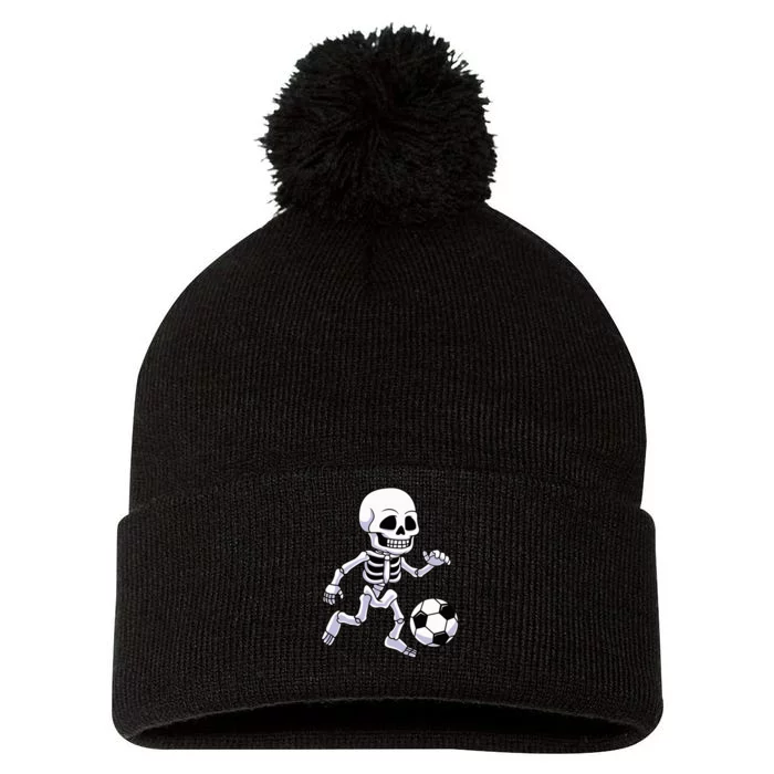 Halloween Skeleton Soccer Player Kids Pom Pom 12in Knit Beanie