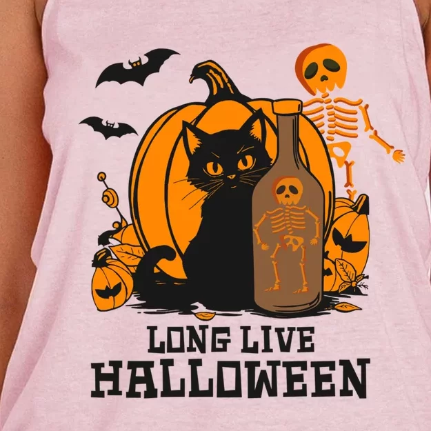 Halloween Spirit Skeleton Lovers Spooky Vibes Design Cool Gift Women's Knotted Racerback Tank