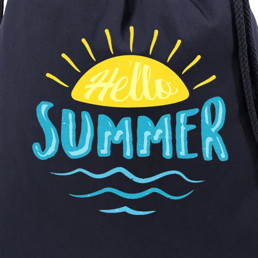 Hello Summer Sunset Drawstring Bag