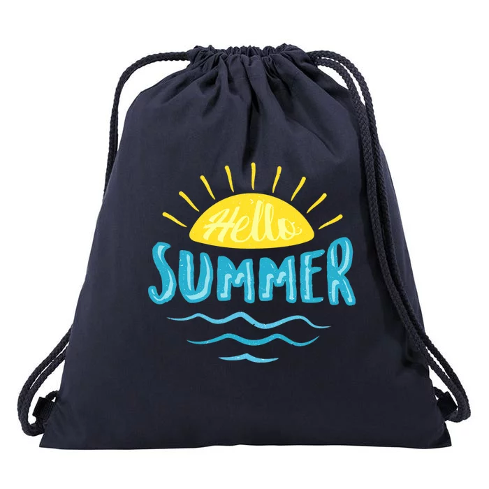 Hello Summer Sunset Drawstring Bag