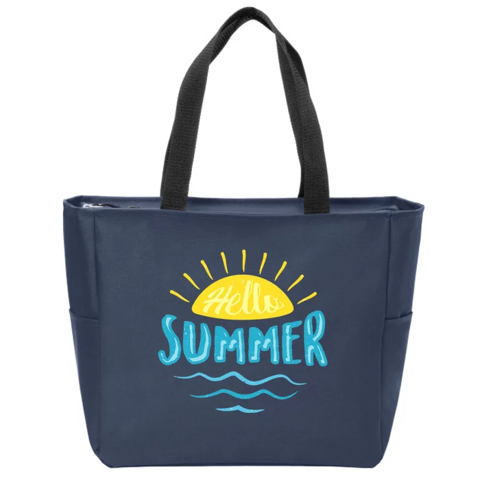 Hello Summer Sunset Zip Tote Bag