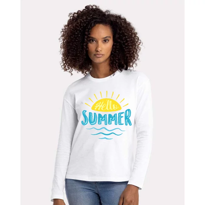 Hello Summer Sunset Womens Cotton Relaxed Long Sleeve T-Shirt