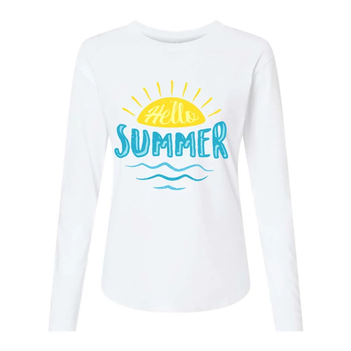 Hello Summer Sunset Womens Cotton Relaxed Long Sleeve T-Shirt