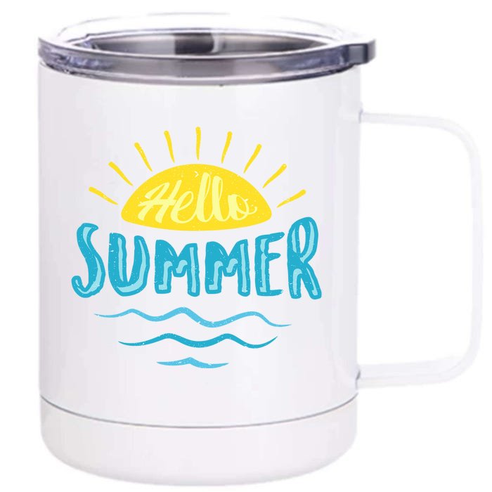 Hello Summer Sunset Front & Back 12oz Stainless Steel Tumbler Cup