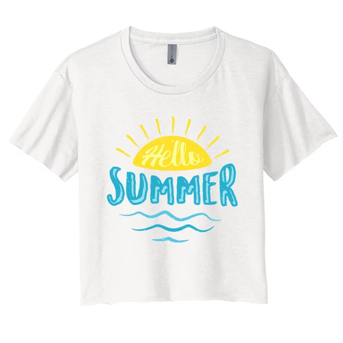 Hello Summer Sunset Women's Crop Top Tee