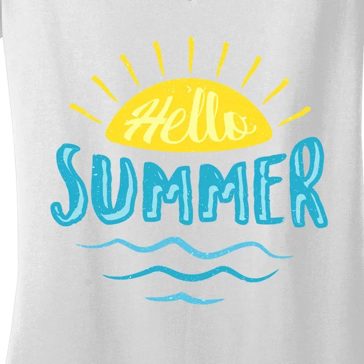 Hello Summer Sunset Women's V-Neck T-Shirt