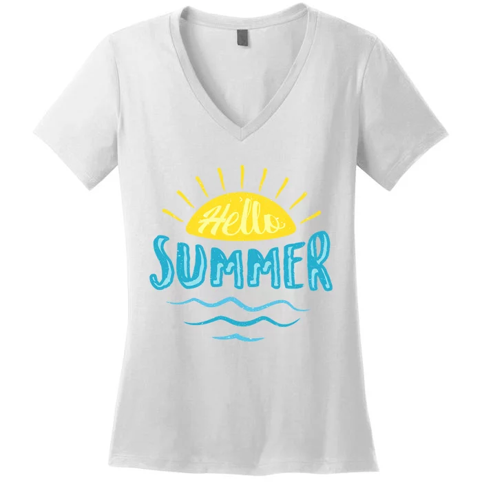 Hello Summer Sunset Women's V-Neck T-Shirt