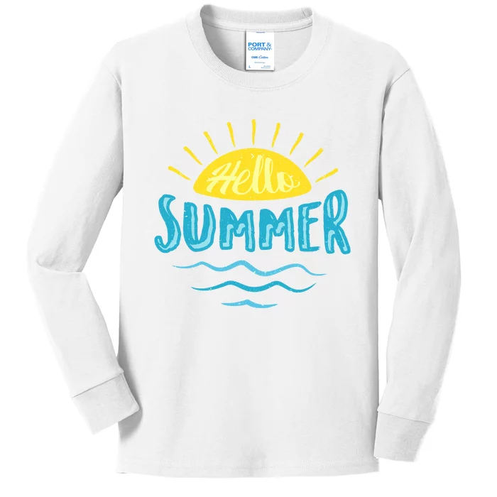 Hello Summer Sunset Kids Long Sleeve Shirt