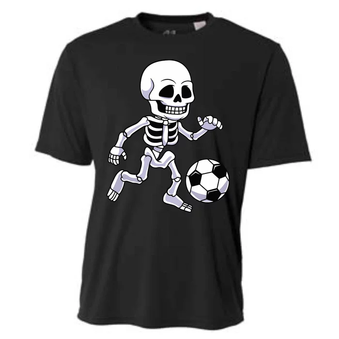 Halloween Skeleton Soccer Player Boy Kids Cooling Performance Crew T-Shirt