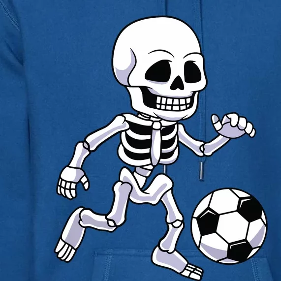 Halloween Skeleton Soccer Player Boy Kids Premium Hoodie