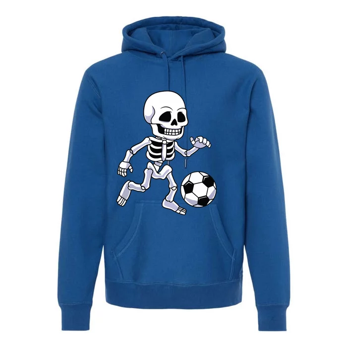 Halloween Skeleton Soccer Player Boy Kids Premium Hoodie