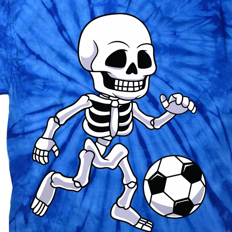 Halloween Skeleton Soccer Player Boy Kids Tie-Dye T-Shirt