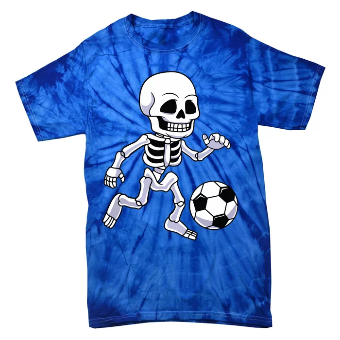 Halloween Skeleton Soccer Player Boy Kids Tie-Dye T-Shirt