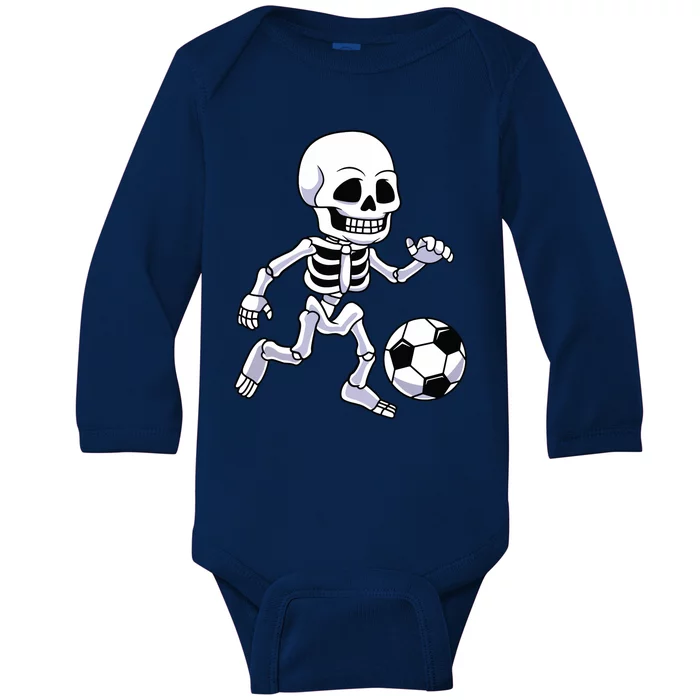 Halloween Skeleton Soccer Player Boy Kids Baby Long Sleeve Bodysuit