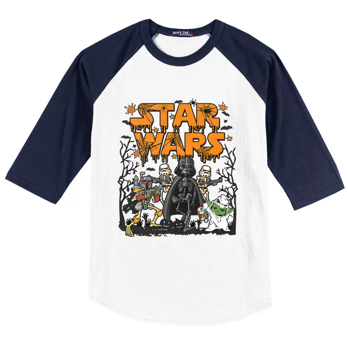 Halloween Skeleton Star Baby Team Baseball Sleeve Shirt