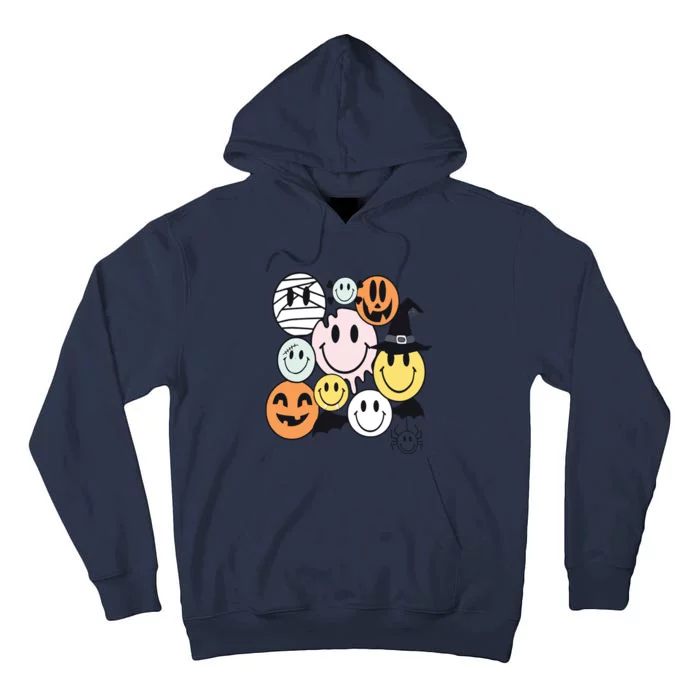 Halloween Smileys Spooky Vibes Emotional Face Retro Groovy Tall Hoodie