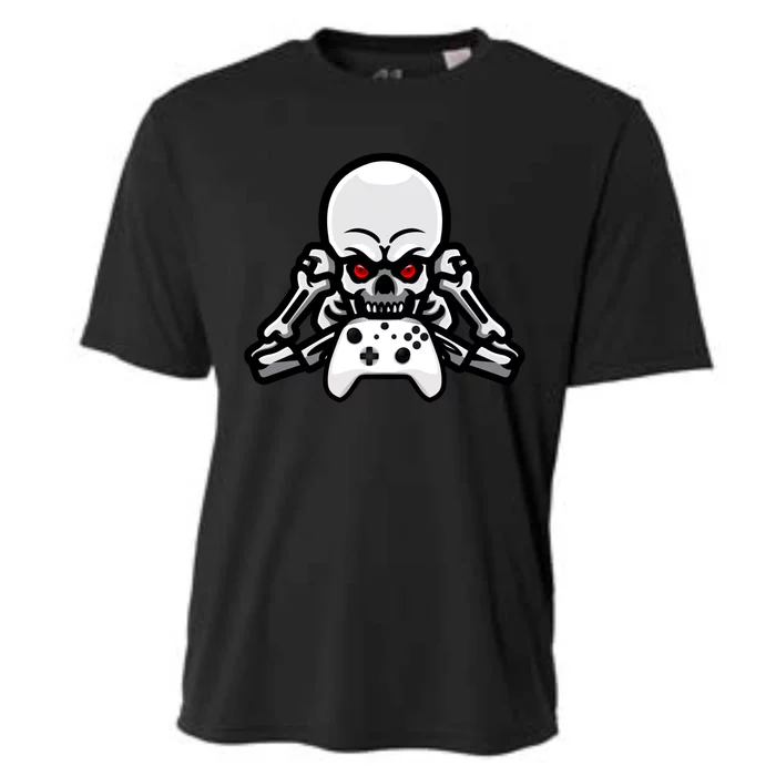 Halloween Sitting Skeleton Gamer Video Gaming Chair Cute Gift Cooling Performance Crew T-Shirt