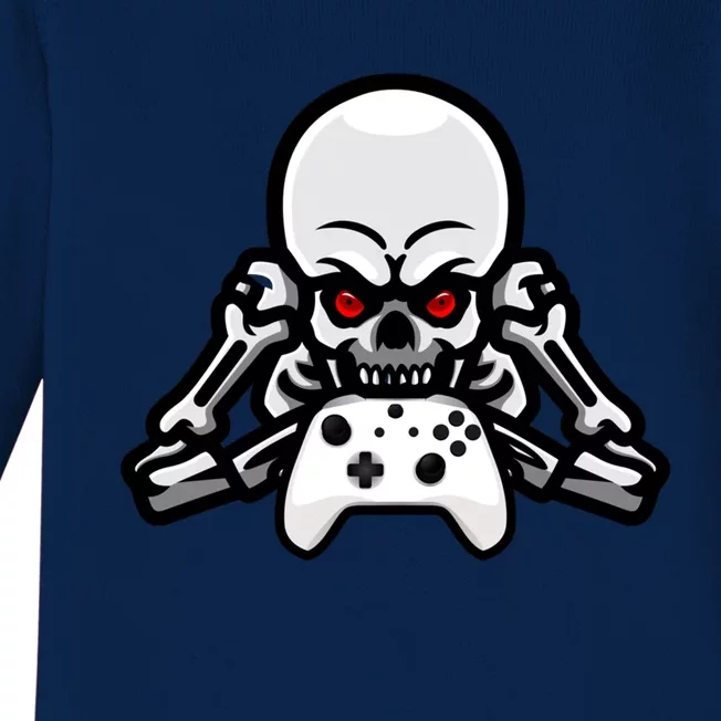 Halloween Sitting Skeleton Gamer Video Gaming Chair Cute Gift Baby Long Sleeve Bodysuit