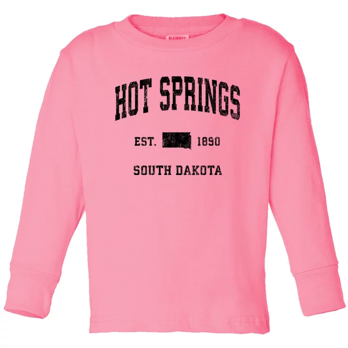 Hot Springs South Dakota Sd Vintage Athletic Toddler Long Sleeve Shirt