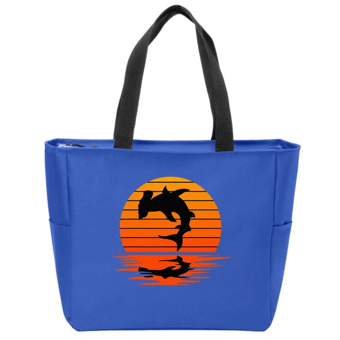 Hammerhead Shark Sihouette Sunset Zip Tote Bag