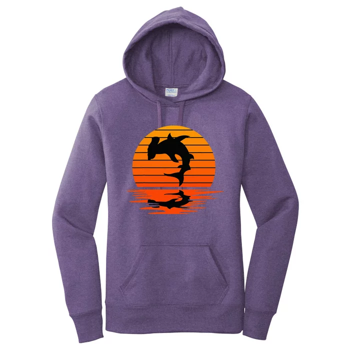 Hammerhead Shark Sihouette Sunset Women's Pullover Hoodie