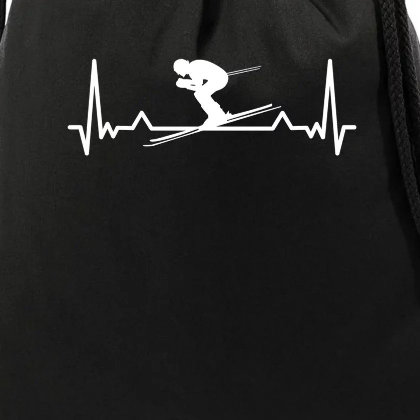 Heartbeat Skiing Ski Snowboard Winter Gift For Skier Drawstring Bag