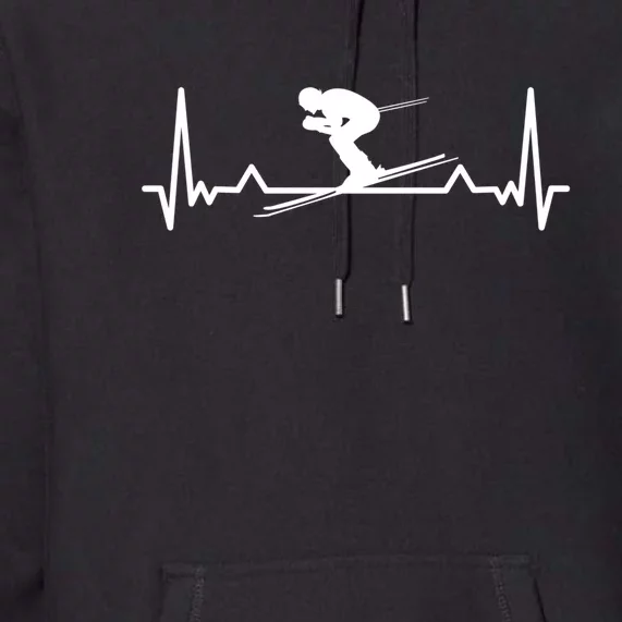 Heartbeat Skiing Ski Snowboard Winter Gift For Skier Premium Hoodie